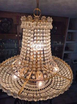 Lámpara de techo de cristal dorada