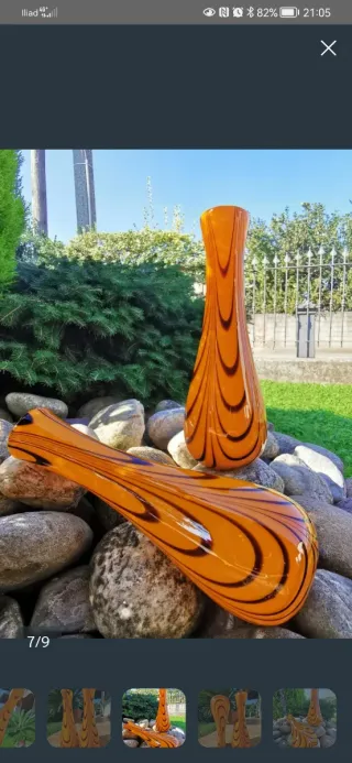 2 Vasi Murano Pop Art anni 70 Vetro Arancio