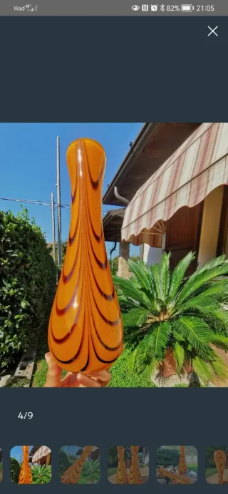 2 Vasi Murano Pop Art anni 70 Vetro Arancio