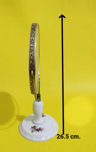 Espejo de mesa pie porcelana floral