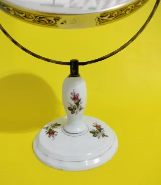 Espejo de mesa pie porcelana floral