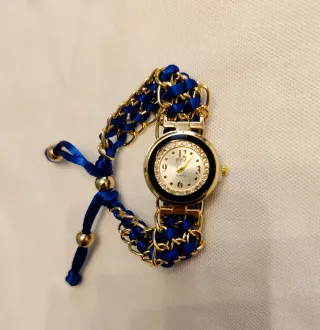 Relógio de senhora Quartz Dourado e Azul