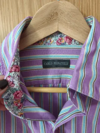 Camisa Carlo Pignatelli Rayas Morado Talla M