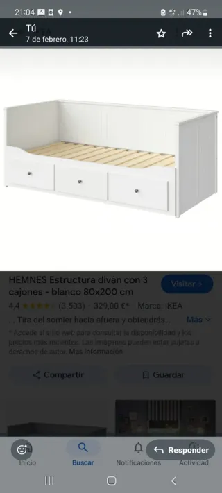 Diván 2 camas 80x200 con cajones IKEA