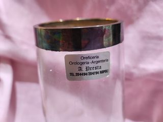 Vaso cristallo con bordo argento