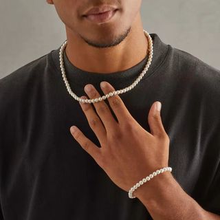 Conjunto Pérolas Colar, Pulseira e Brincos