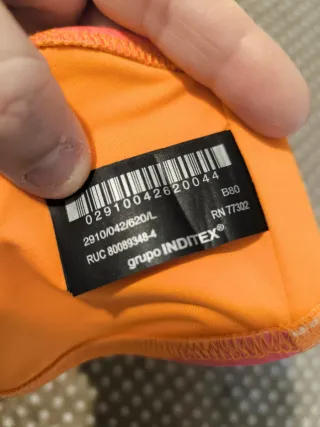 Top Bikini Zara Flores Naranja y Rosa