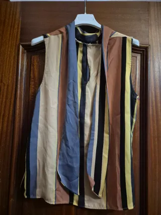 Blusa sin mangas rayas mujer