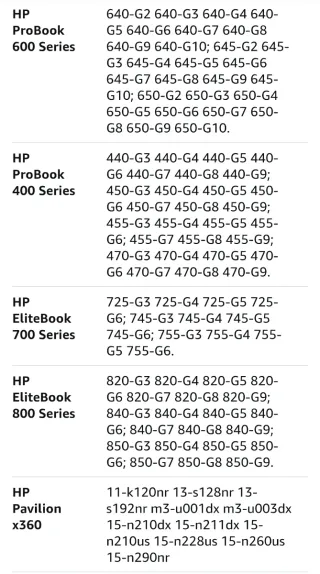 Caricabatterie compatibile HP EliteBook Pavilion Zbook