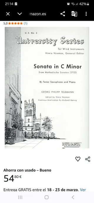 Sonata en Do menor - Georg Philipp Telemann. Raro.