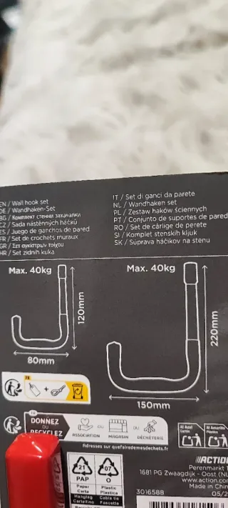 4 Ganchos de Pared Rojos