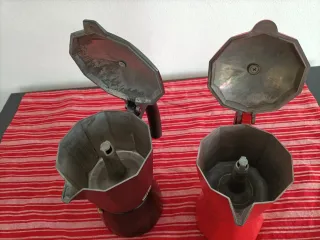 Juego 2 cafeteras italianas metal