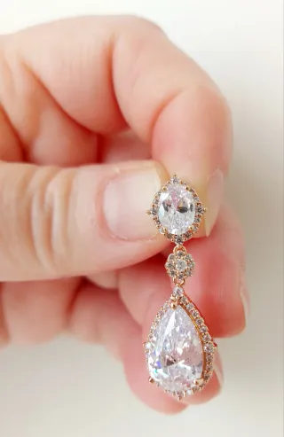 Pendientes lágrima Plata/Oro Rosa