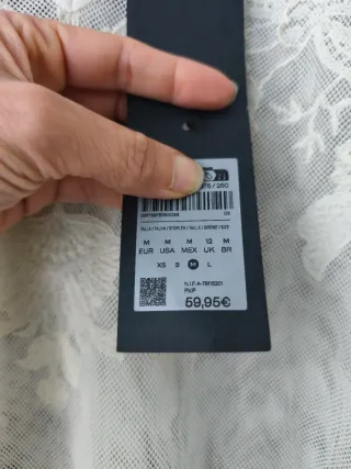 Top encaje bordado Massimo Dutti blanco