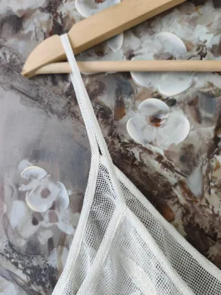 Top encaje bordado Massimo Dutti blanco