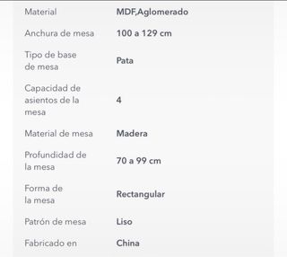 Mesa de comedor madera y metal