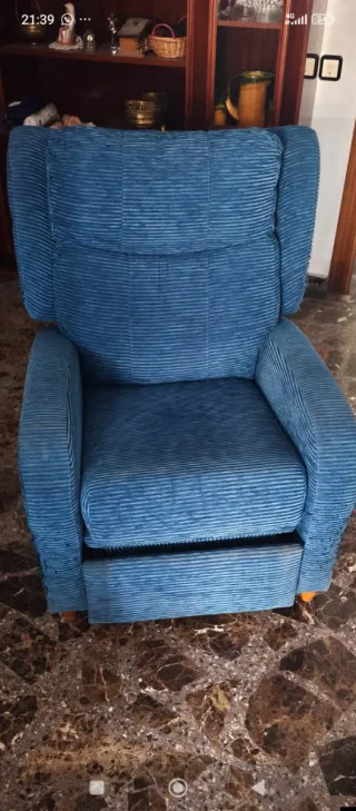 Sofá relax azul de pana