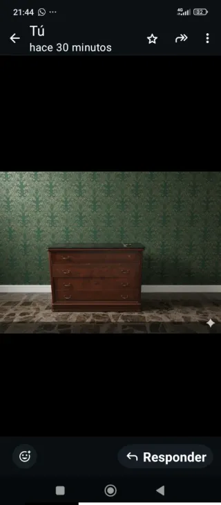 Cómoda antigua de madera y mármol