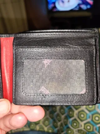 Cartera Montpiel Piel Negra con Raya Roja