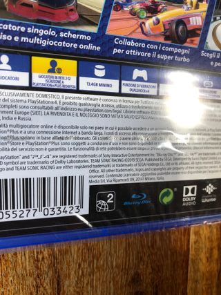 Team Sonic Racing ps4 sealed nuovo