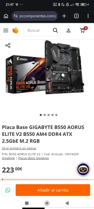 Placa Base Gigabyte B550 AORUS ELITE V2