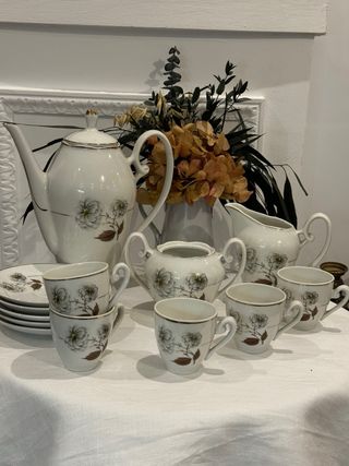 Juego Tazas Vintage Porcelana Floral
