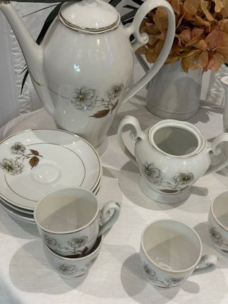 Juego Tazas Vintage Porcelana Floral