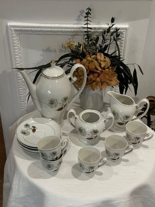 Juego Tazas Vintage Porcelana Floral
