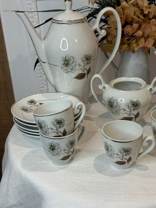 Juego Tazas Vintage Porcelana Floral