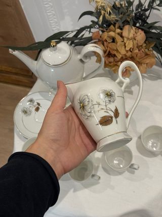 Juego Tazas Vintage Porcelana Floral