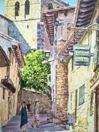 Pintura Acuarela Paisaje Urbano