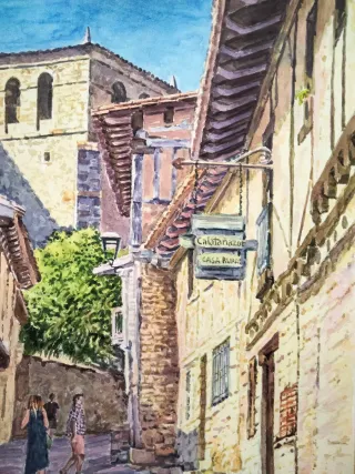 Pintura Acuarela Paisaje Urbano