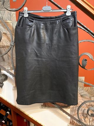 Gonna in vera pelle vintage nera
