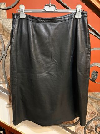 Gonna in vera pelle vintage nera