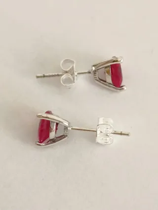 Conjunto Collar y Pendientes Corazón Rojo Relieve