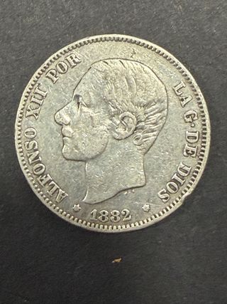 Moneda Alfonso XII 1882 plata.
