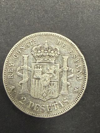 Moneda Alfonso XII 1882 plata.