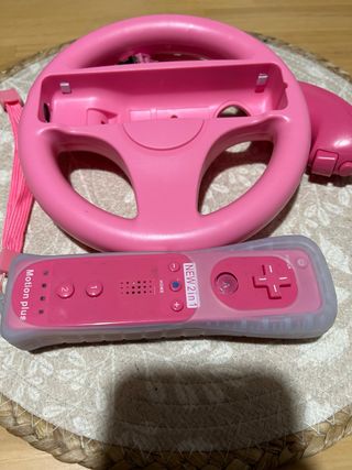 Lote Mando + Volante Wii Rosa