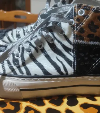 Scarpe D.Franklin sneakers zebrate e leopardate