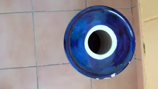 Pie/Columna Cerámica Maceta Azul Multicolor.