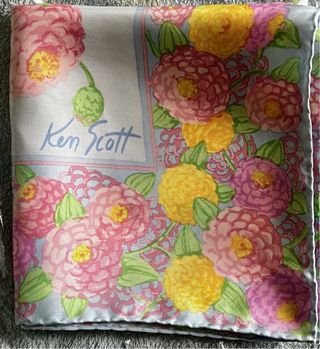 Ken Scott foulard vintage pura seta a fiori.