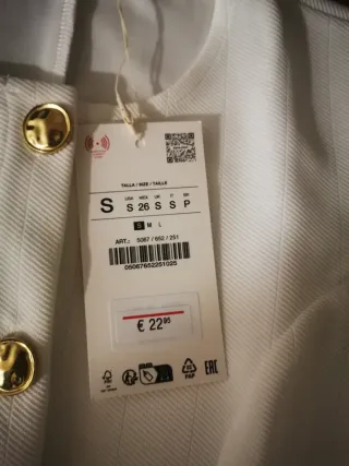 Chaleco Zara blanco talla S con etiqueta