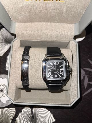 Reloj Skyline Cuadrado Negro y Plateado