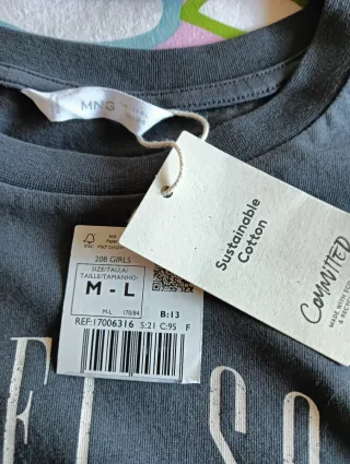 Camiseta gris Travel Soul de Mango