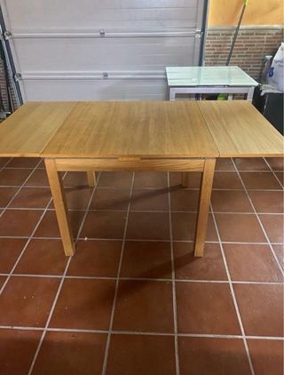 Mesa extensible madera y cristal