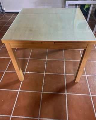 Mesa extensible madera y cristal