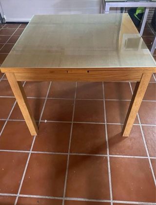 Mesa extensible madera y cristal