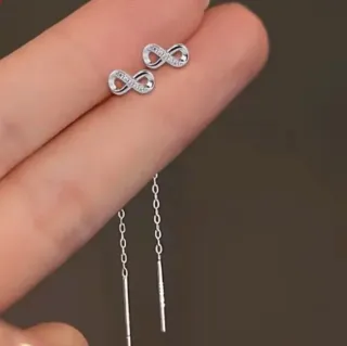 Pendientes largos plata infinito