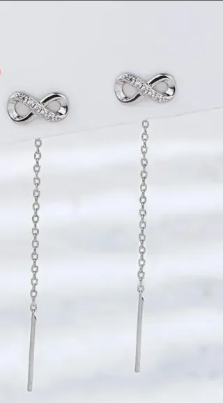 Pendientes largos plata infinito