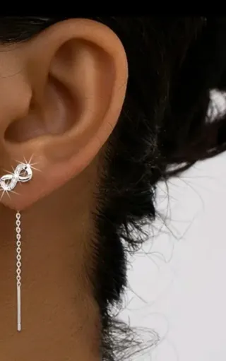 Pendientes largos plata infinito